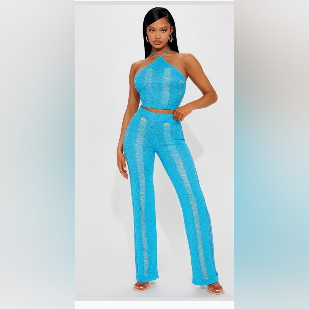 Blue Halter Neck Jumpsuit
